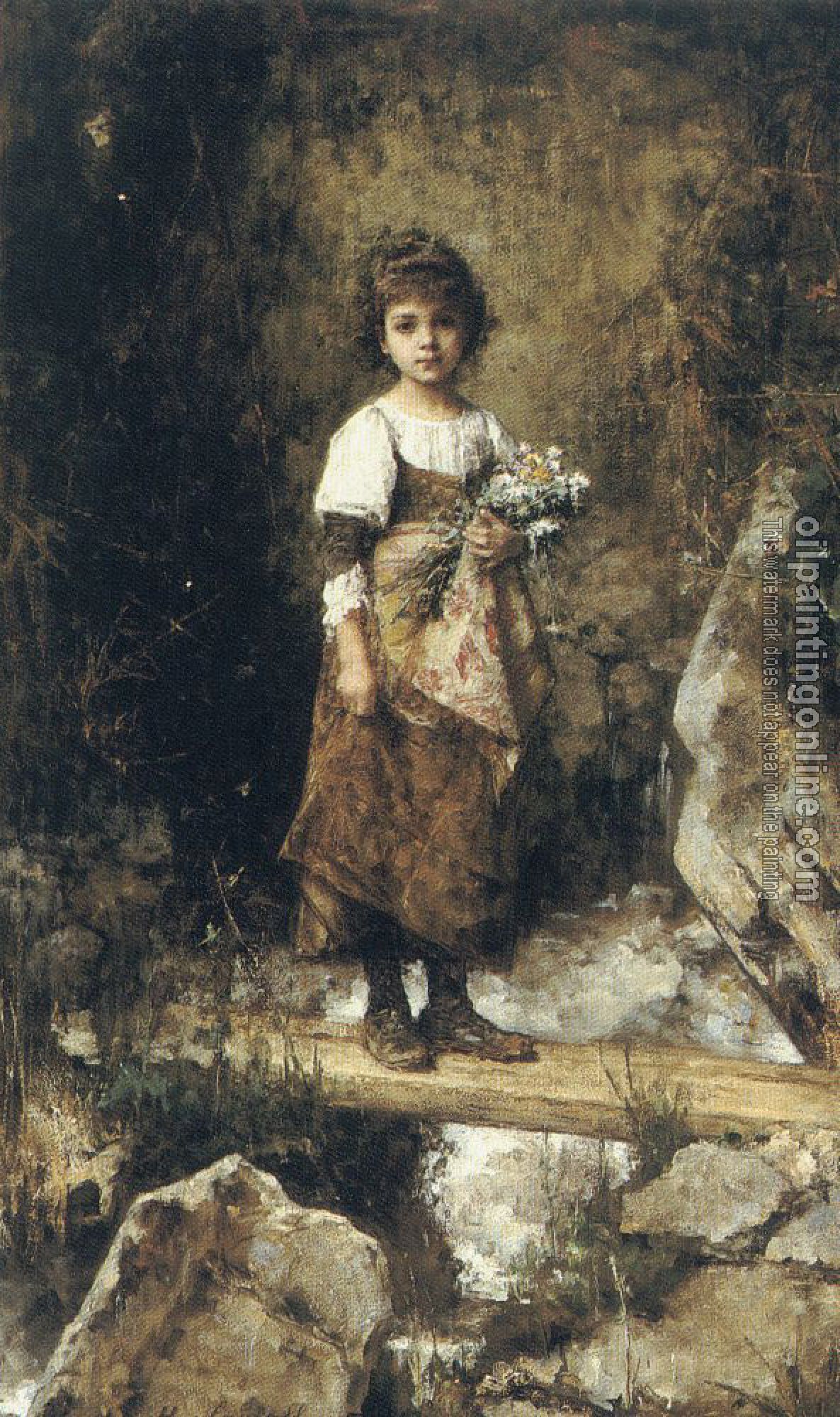 Harlamoff, Alexei Alexeievich - A Peasant Girl on a Footbridge